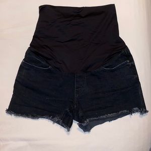 Black Full Panel Maternity Shorts